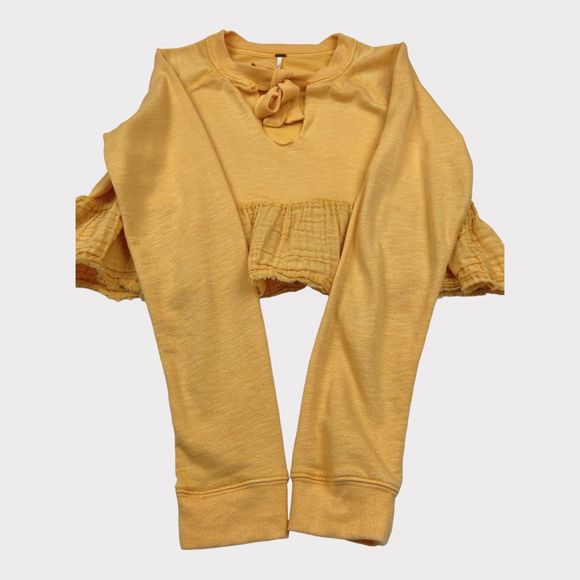 Free People Sweat Jane Front Tie Peplum Pullover Sweatshirt Top Women's Small - Picture 5 of 12